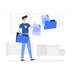 Man holding multiple files