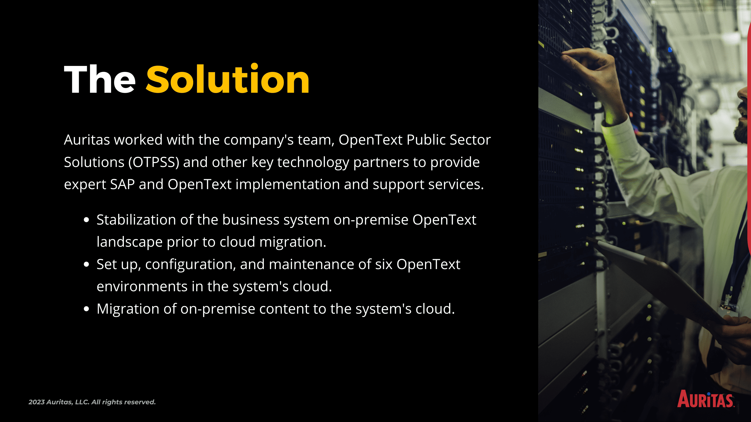 3 3 Consumer Products: OpenText Migration to the Cloud (AWS)