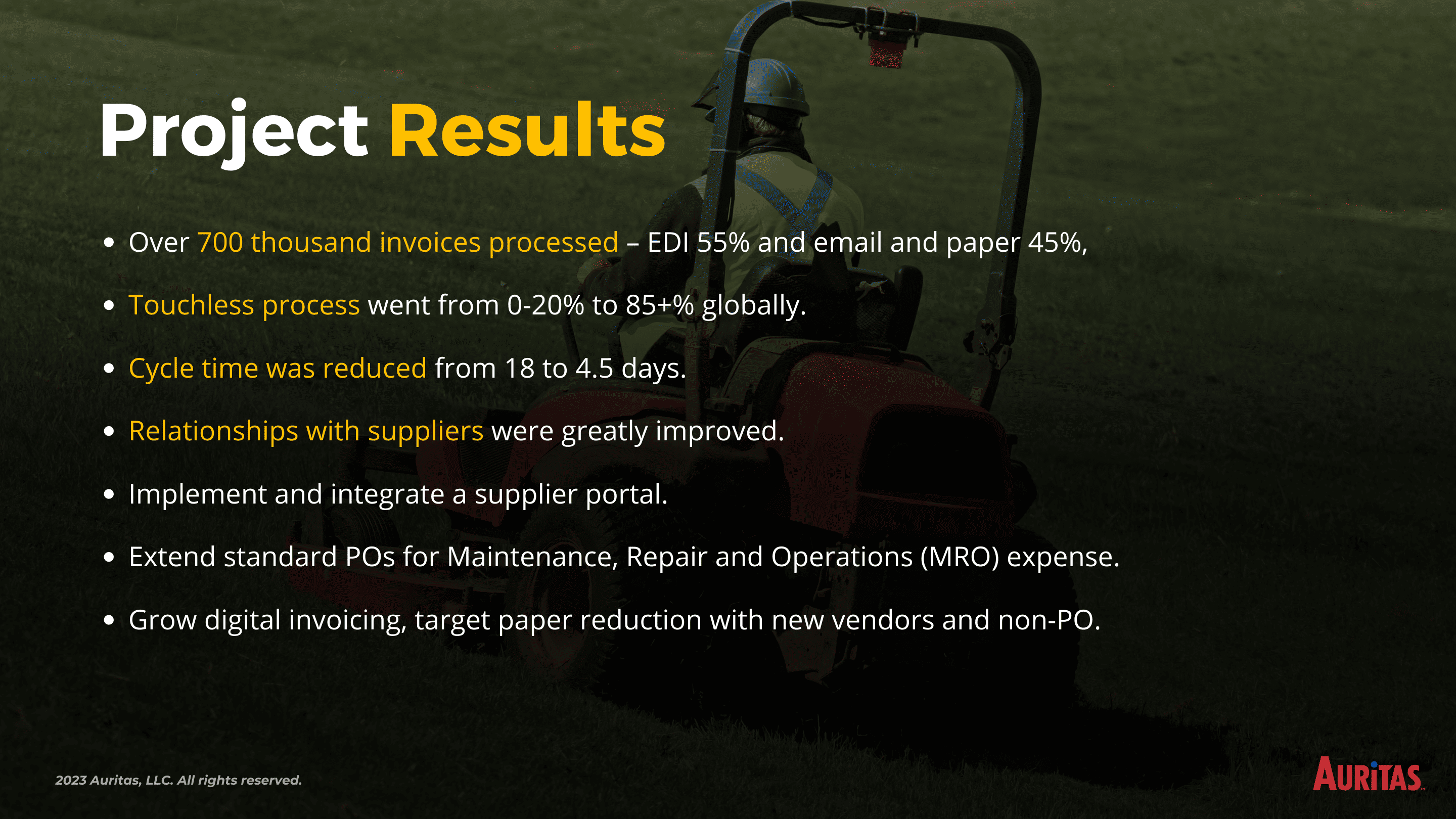 5 4 Vendor Invoice Management Optimization: Toro
