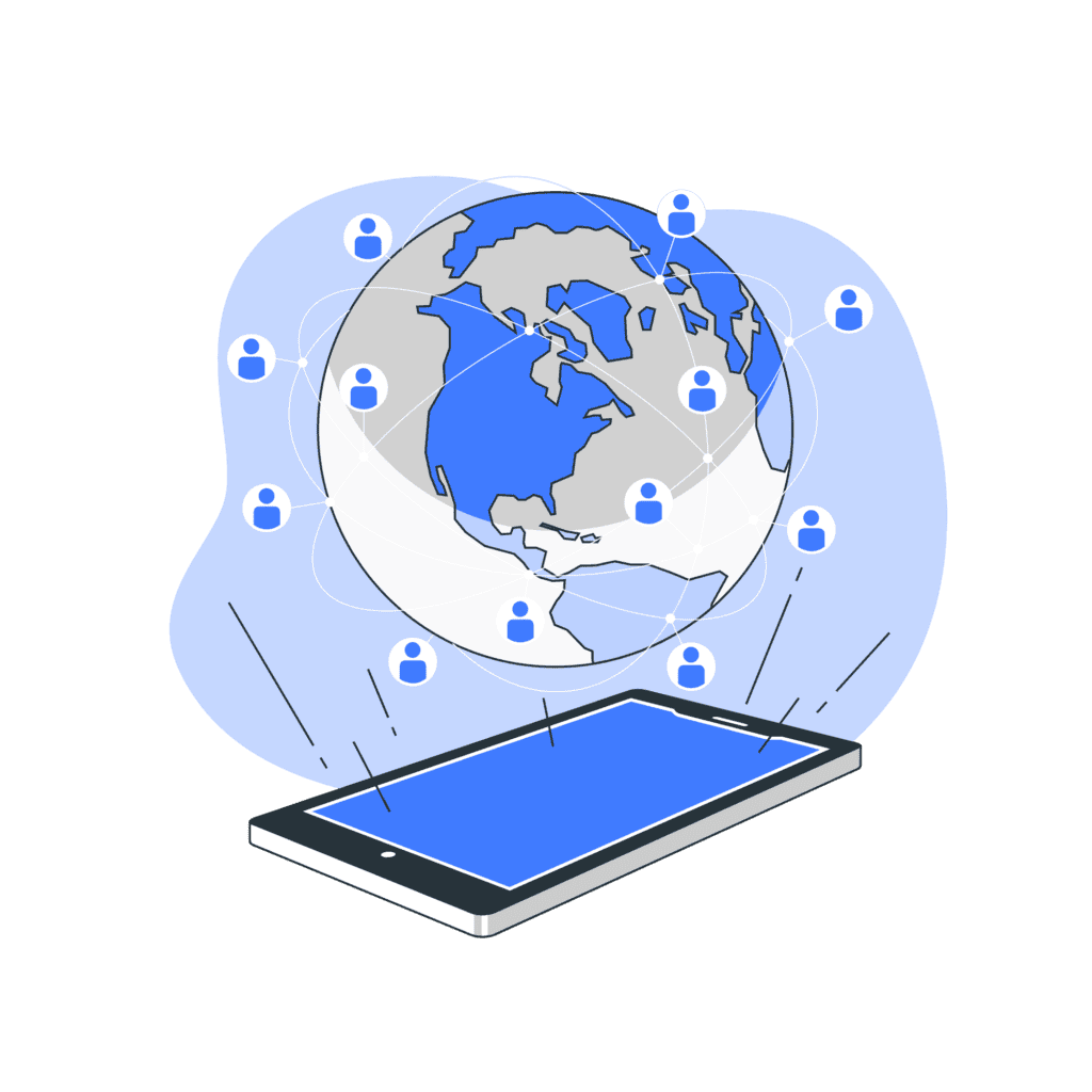 3 Ways to Harness Data Management for Sustainable Impact Auritas LLC phone showing a globe with many people online