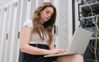 girl doing work on computer- data archiving
